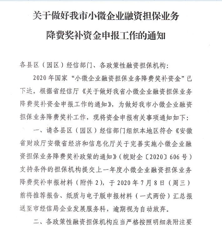 小微企业融资担保